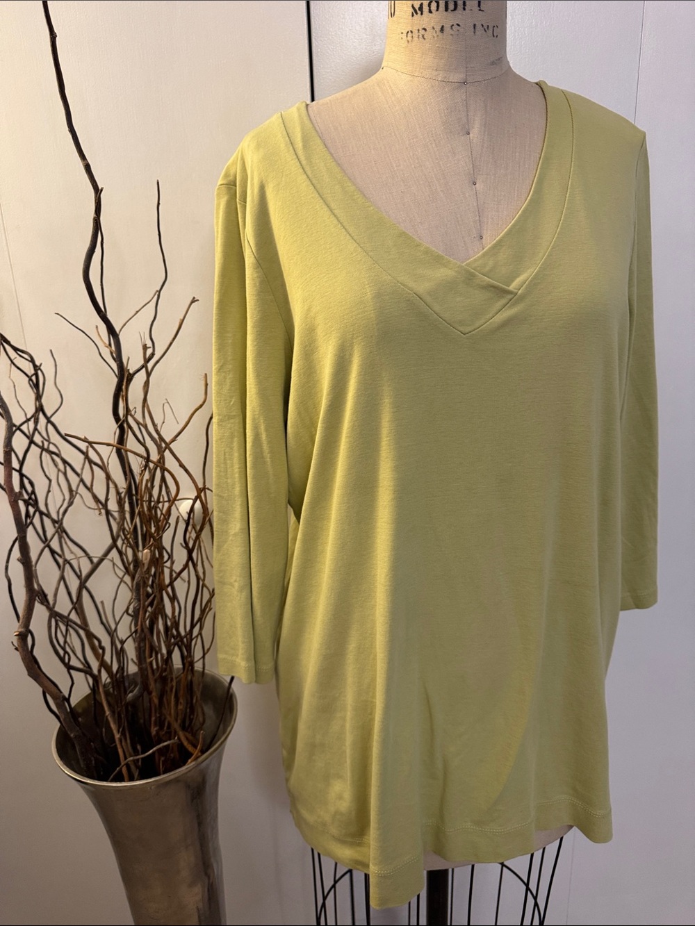 J. Jill Soft V-Neck Light Green Tunic